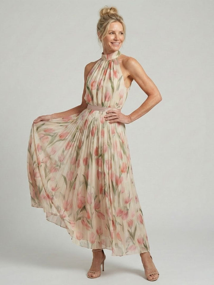 Delacroix | Halter Neck Floral Midi Dress