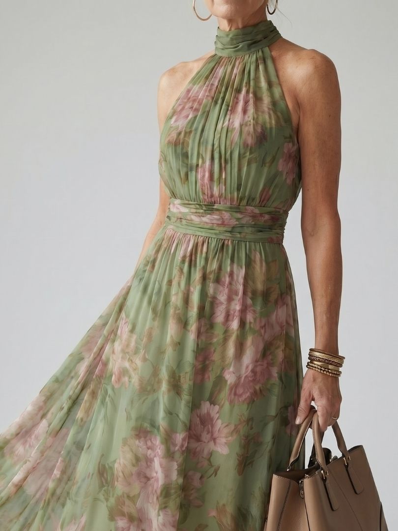 Tallulah | Gathered Halter Midi Dress