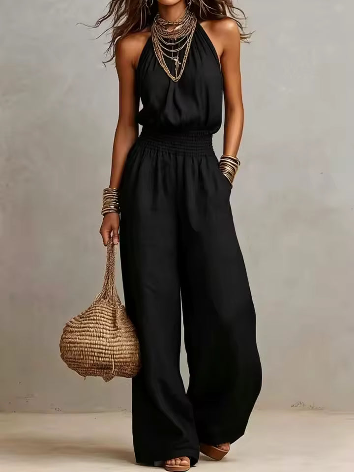 Camille | Effortless Halter Wide-Leg Jumpsuit