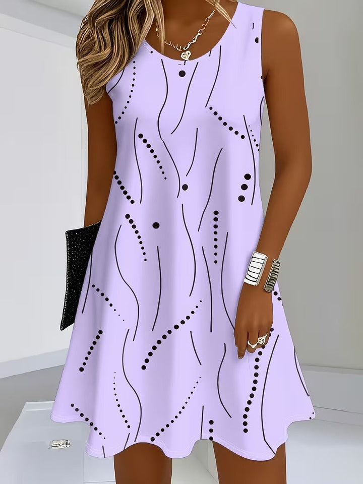 Riana | Sleeveless V-Neck Print Dress