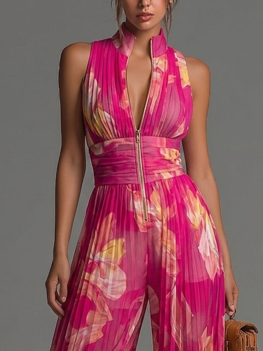 Fleur | Floral Pleated Jumpsuit