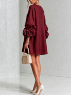 Floral Button-down Mini Dress With Striking Floral Cuffs