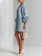 Floral Button-down Mini Dress With Striking Floral Cuffs