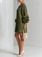 Floral Button-down Mini Dress With Striking Floral Cuffs