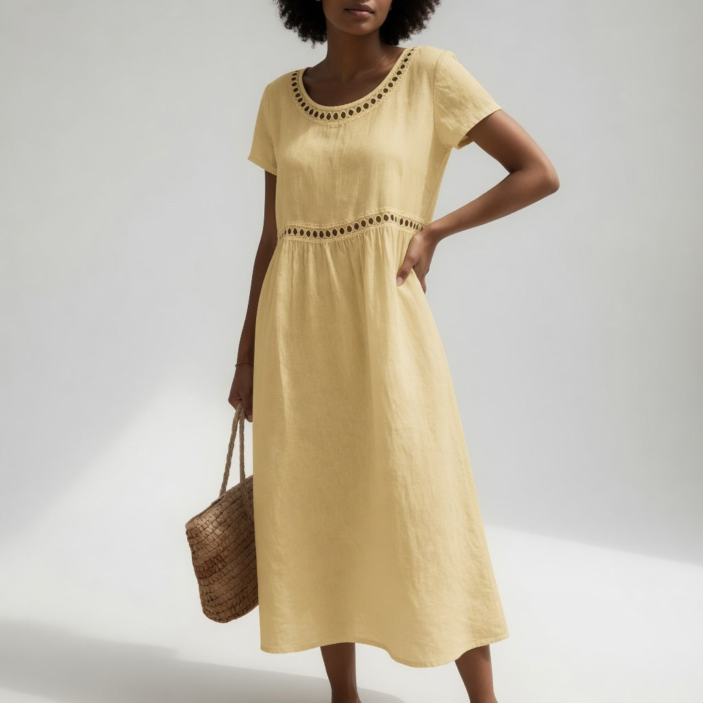 Rosalie | Embroidered Linen-Blend Dress
