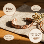 Eliza | Hand-Engraved Vine Magnetic Copper Cuff Bracelet