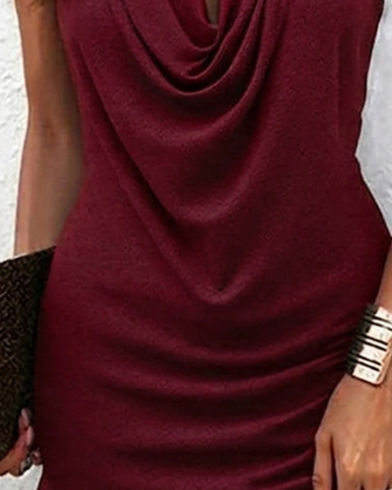Kiki | Draped Collar Sleeveless Dress