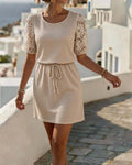 Bregje | Waffle Dress with Puff Sleeves