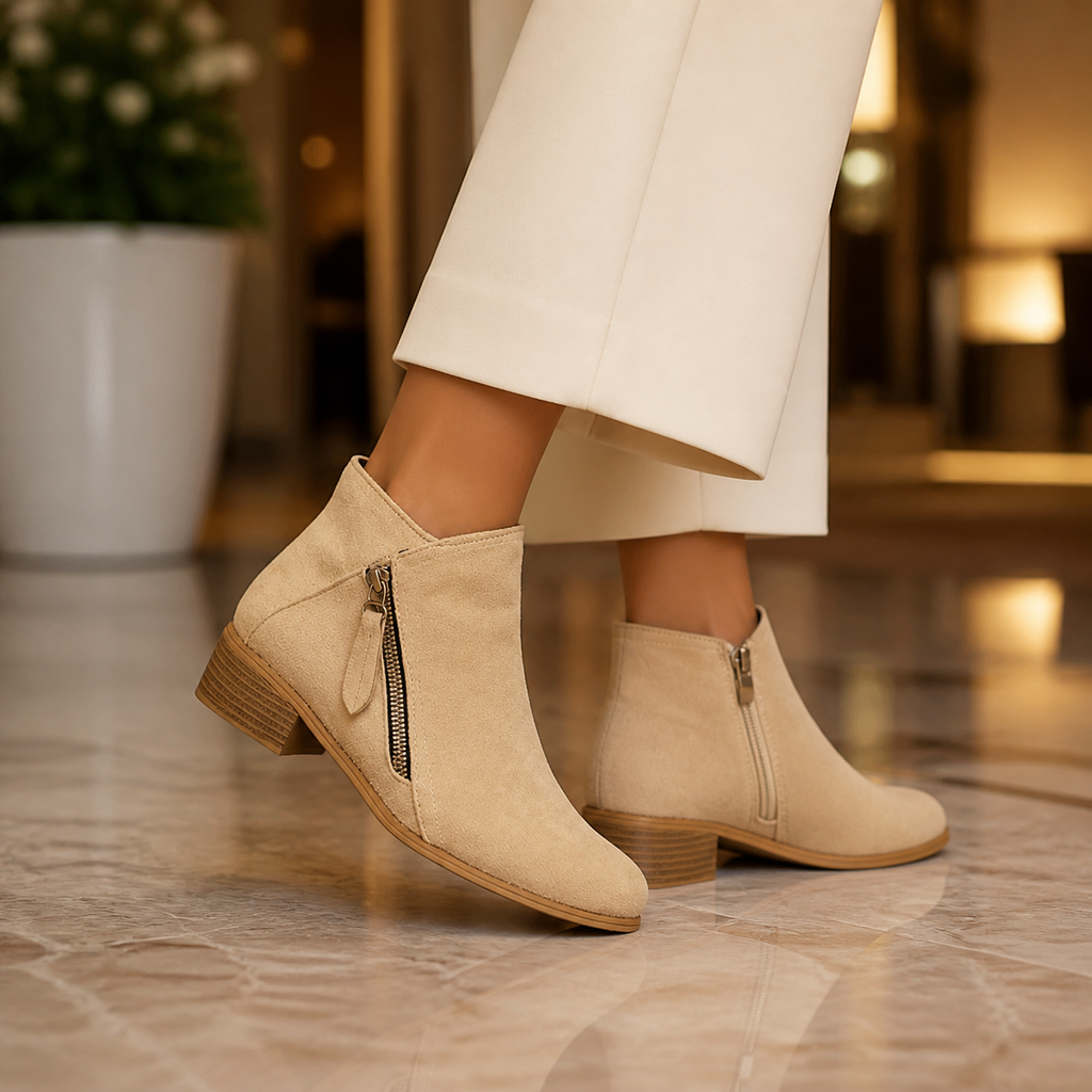 Anna Cushioned Comfort Ankle Boots - beige - lifestyle view 3