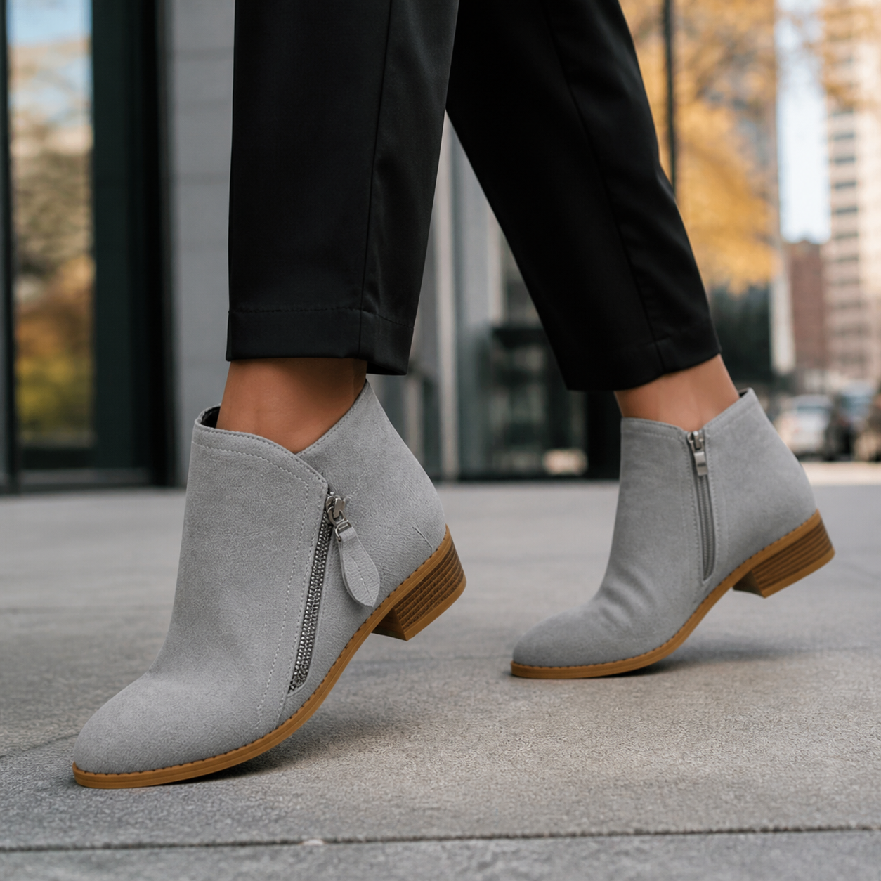 Anna Cushioned Comfort Ankle Boots - grey - lifestyle view 1