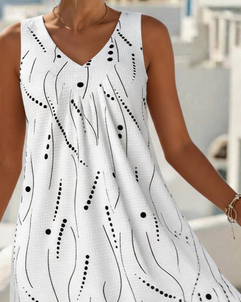 Riana | Sleeveless V-Neck Print Dress