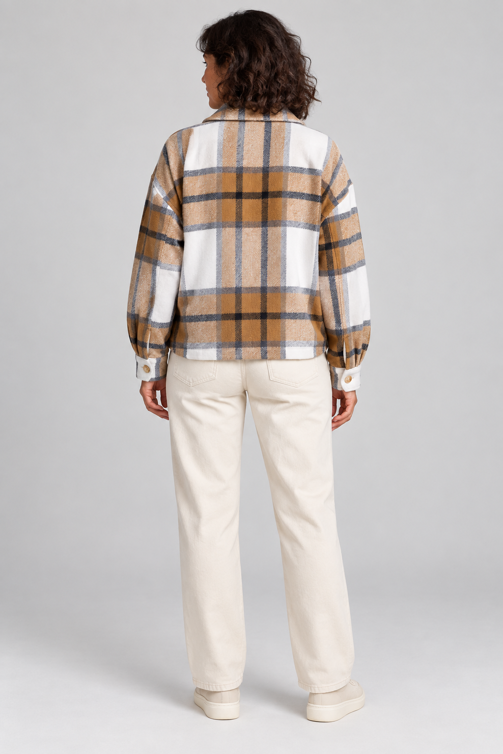 WALA™ - Casual Plaid Button Front Long Sleeve Jacket