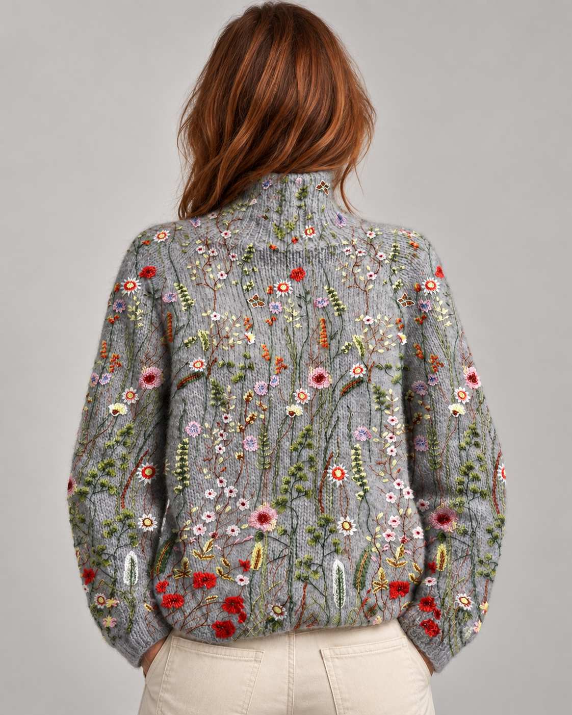 Emmeline™ | Vintage Floral Art Turtleneck Sweater