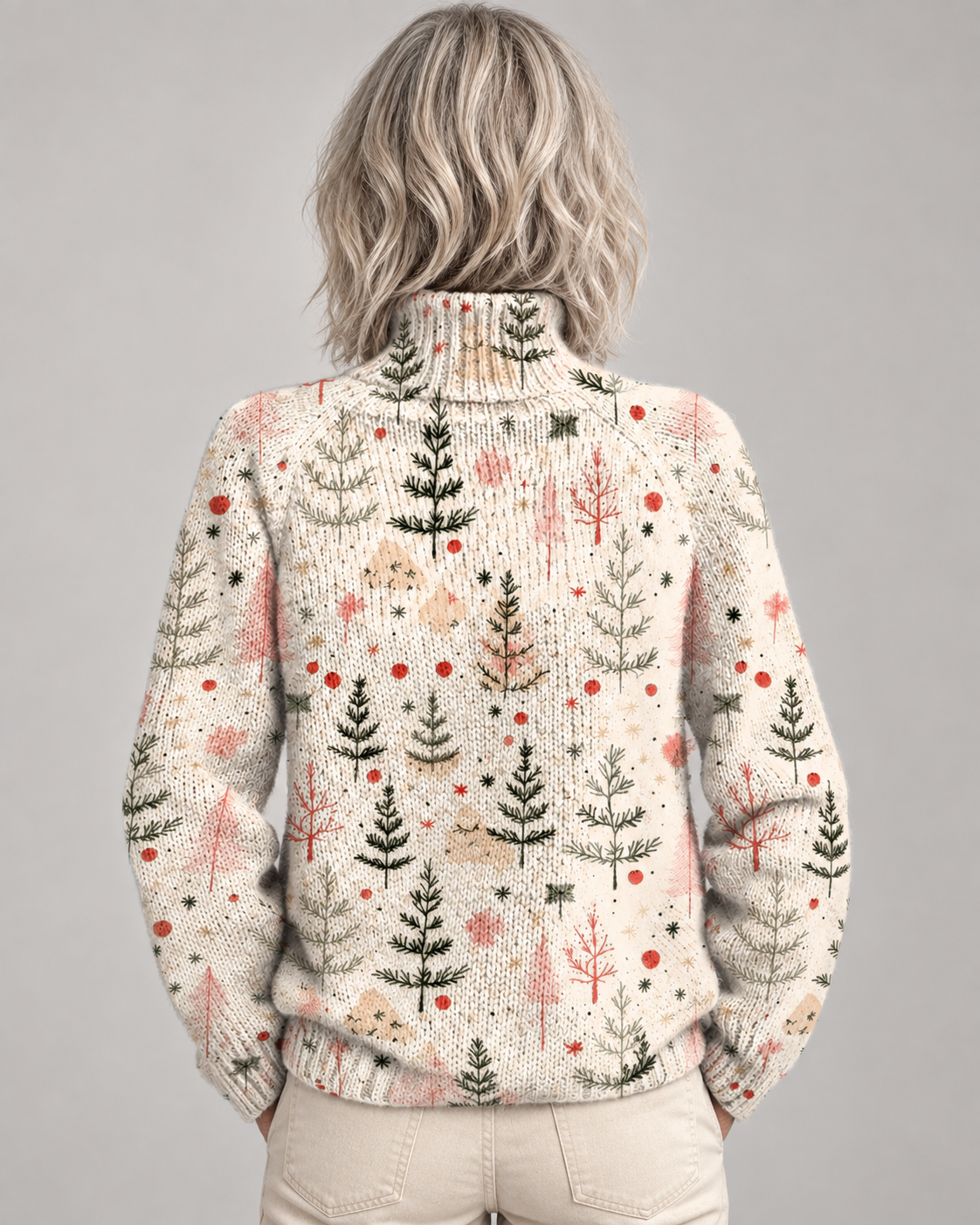 Alisha™ | Christmas Tree Art Print Turtleneck Sweater