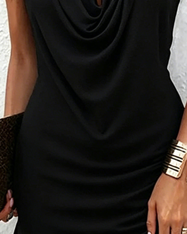 Kiki | Draped Collar Sleeveless Dress