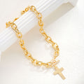 Trendy Toggle White Gold Cross Necklace