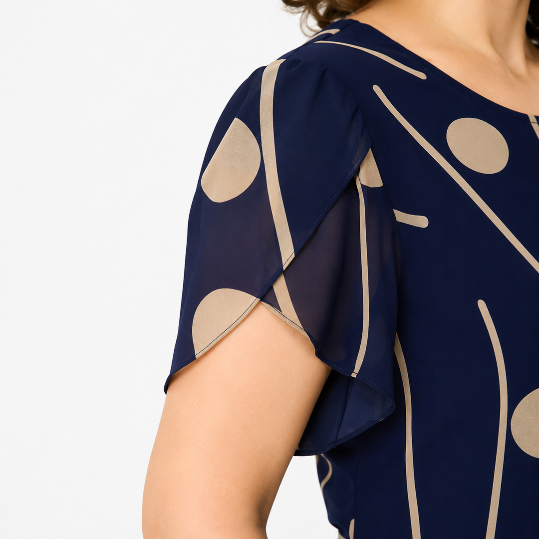 Ivy | Navy Polka Dot Midi Dress