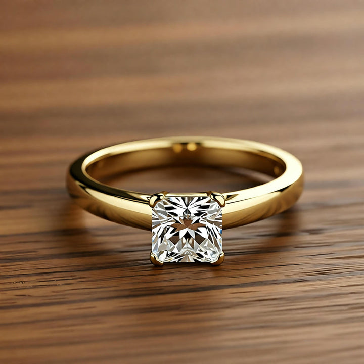 White Gold Square Crystal Ring