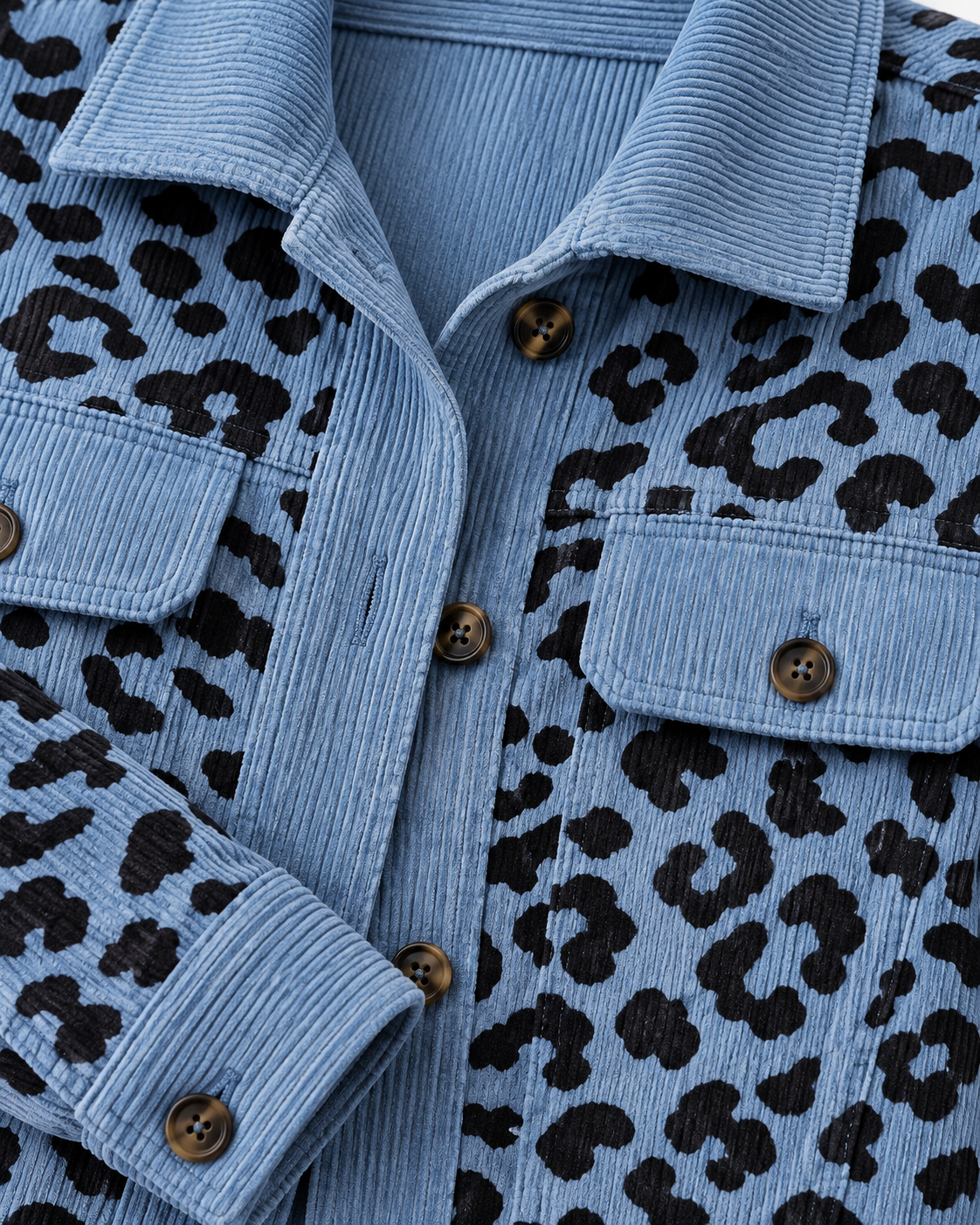 SISI™ - Casual Leopard Print Button Front Jacket