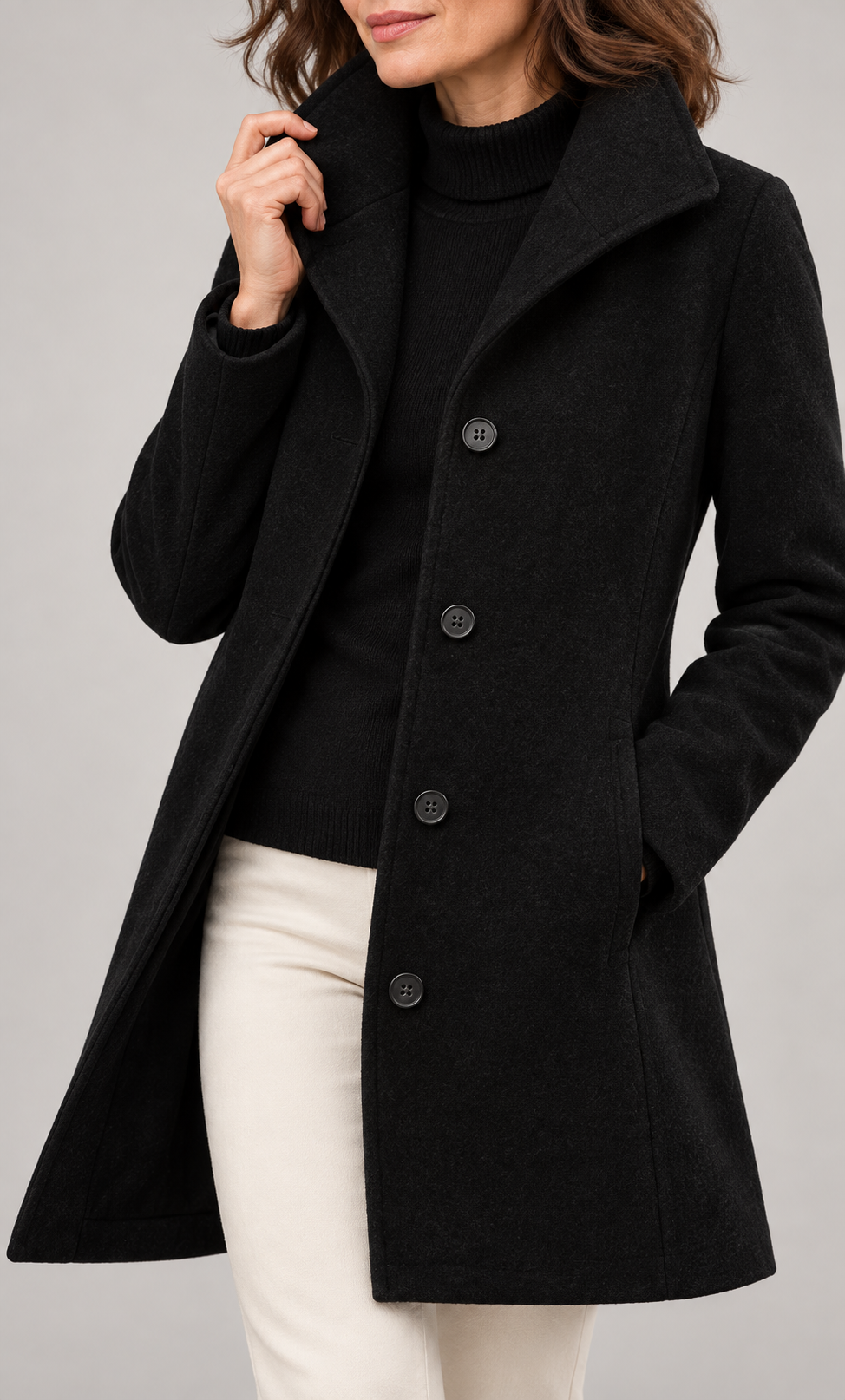 GABRIELA™ - Casual Wool Blend Pea Coat with Single-Breasted Design