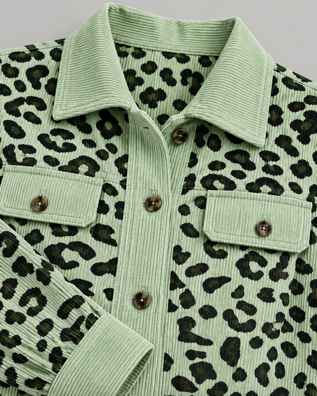 SISI™ - Casual Leopard Print Button Front Jacket