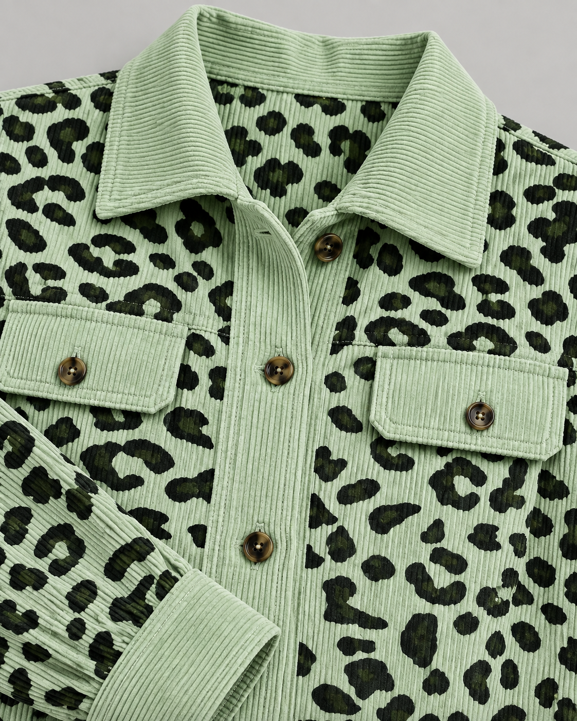 SISI™ - Casual Leopard Print Button Front Jacket