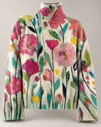 Melani™ | Vintage Floral Abstract Art Turtleneck Sweater