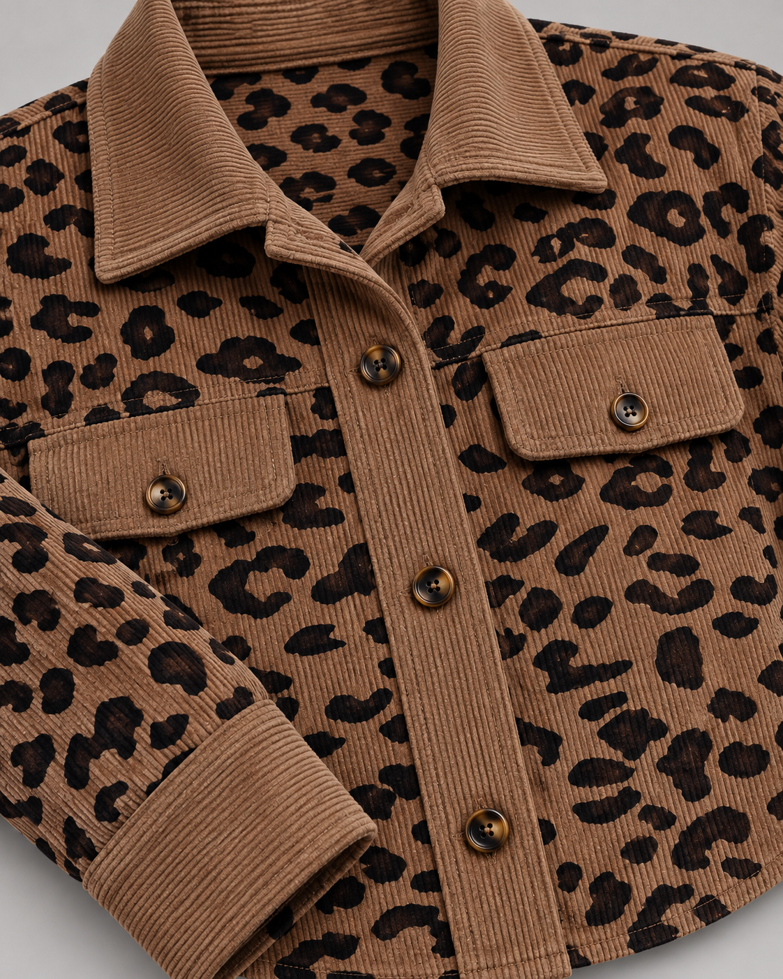 SISI™ - Casual Leopard Print Button Front Jacket
