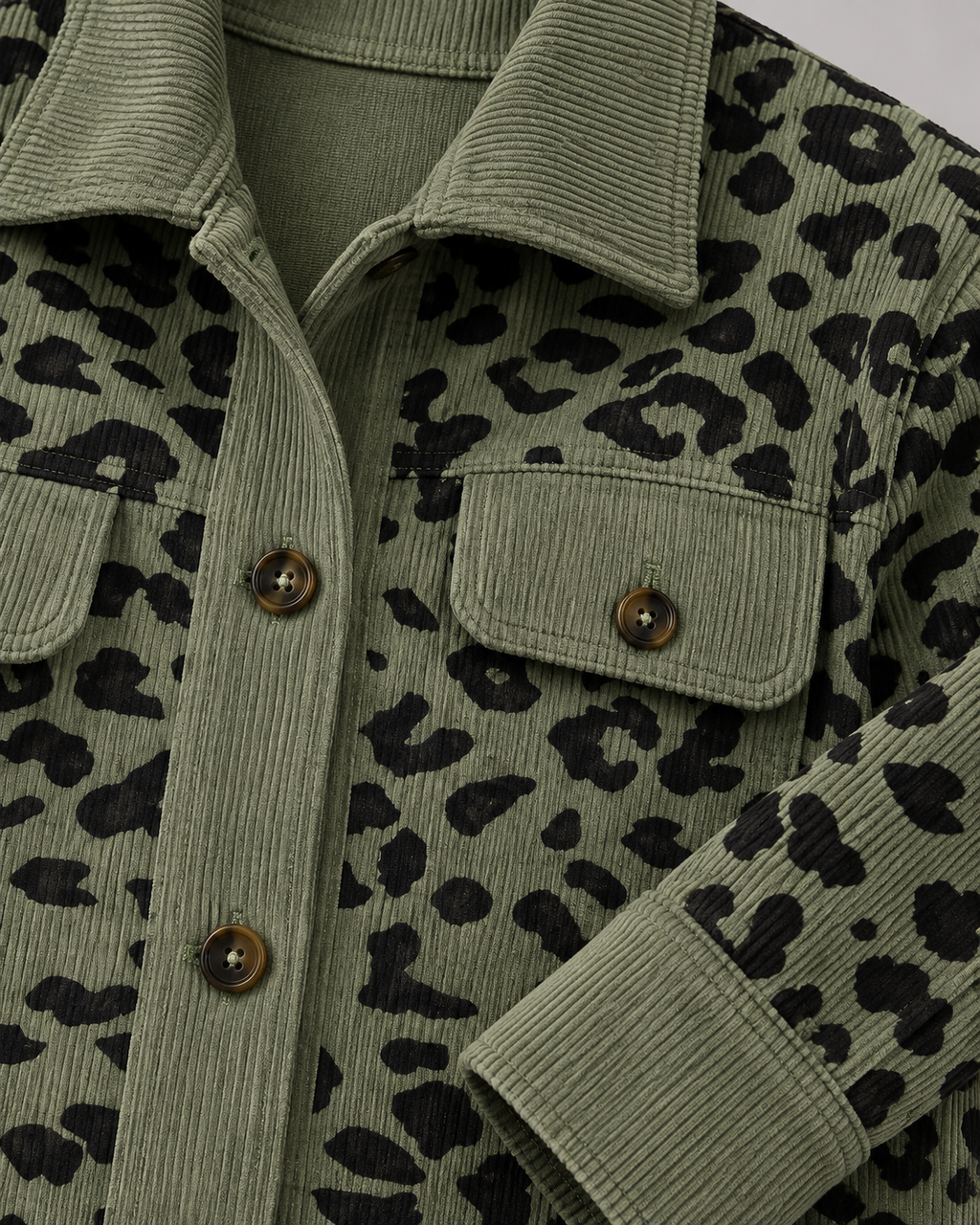 SISI™ - Casual Leopard Print Button Front Jacket