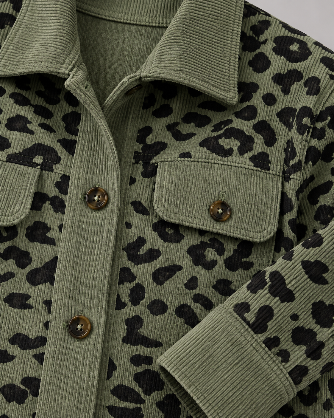 SISI™ - Casual Leopard Print Button Front Jacket