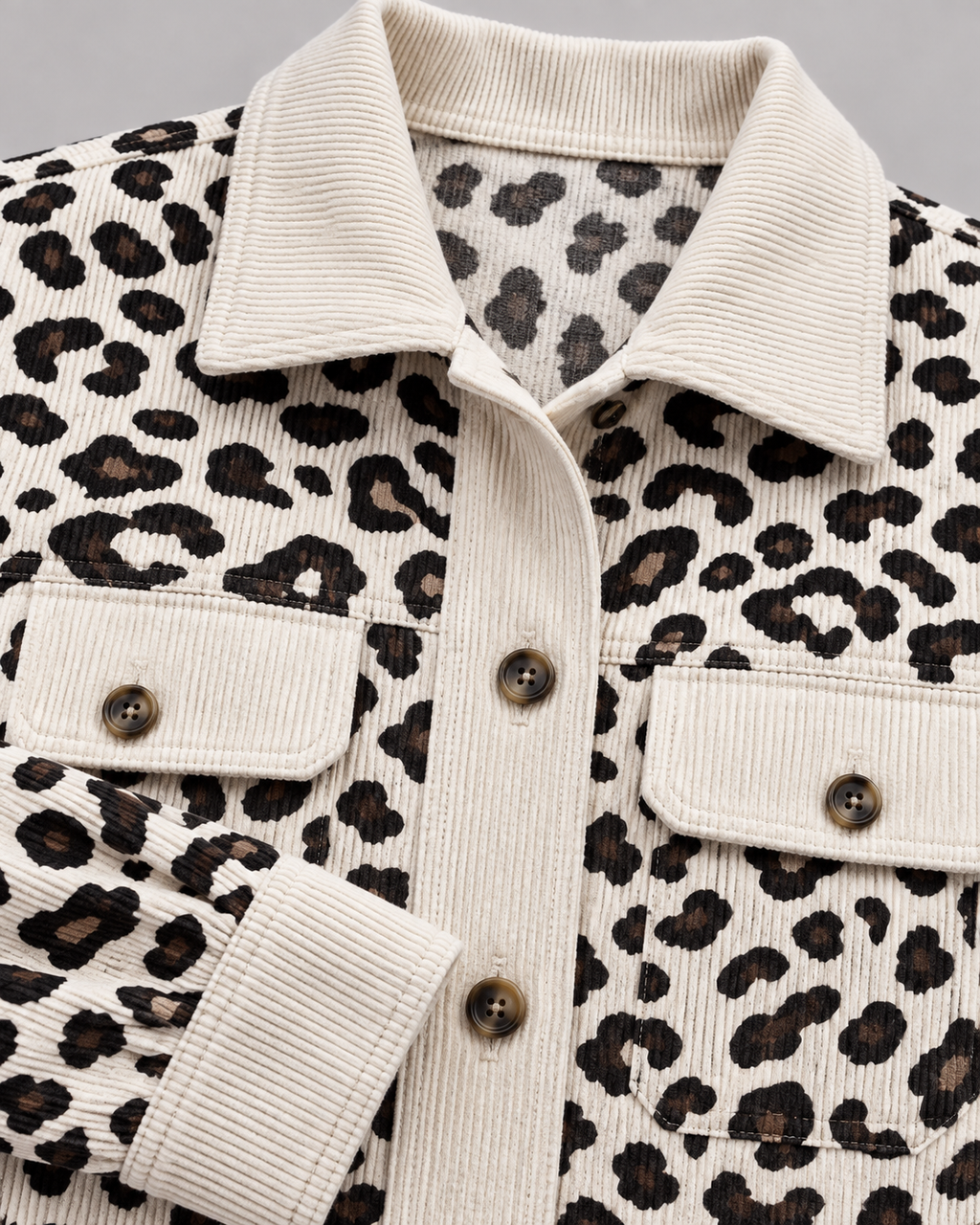 SISI™ - Casual Leopard Print Button Front Jacket