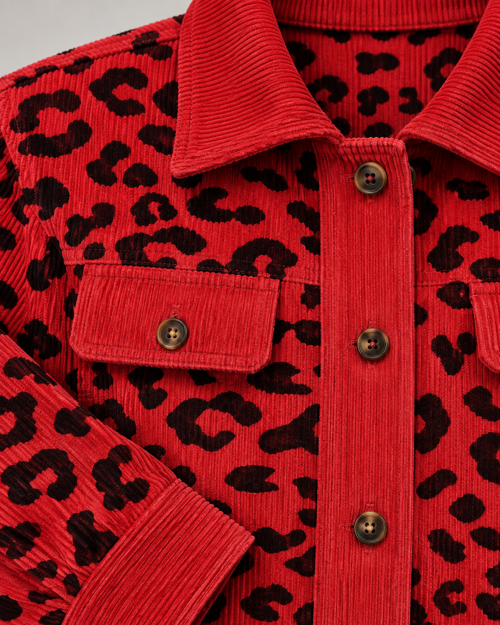 SISI™ - Casual Leopard Print Button Front Jacket