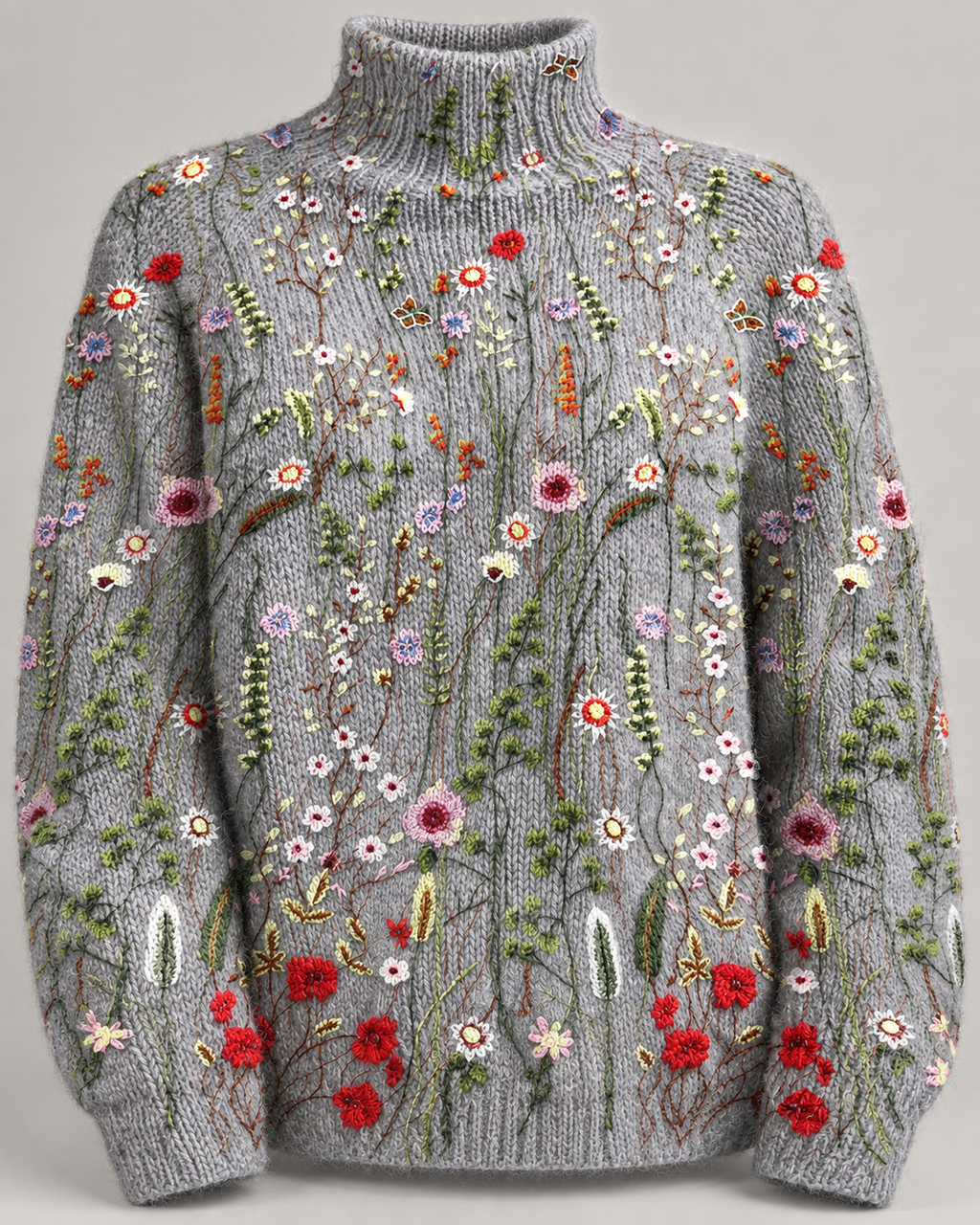 Emmeline™ | Vintage Floral Art Turtleneck Sweater