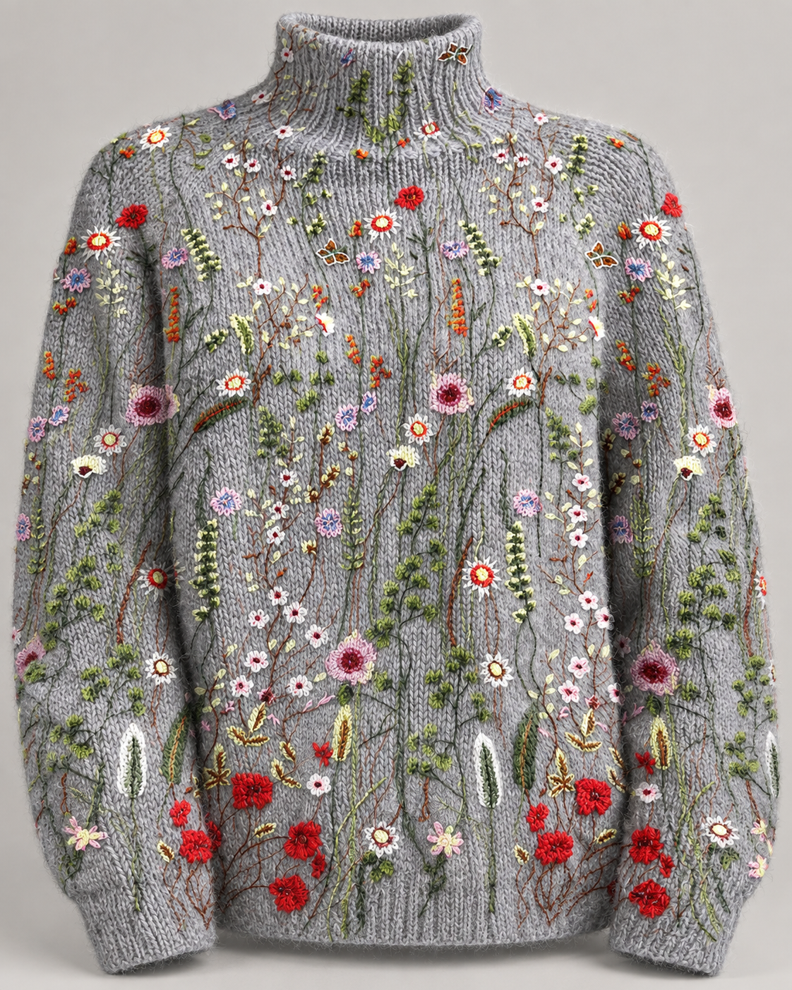 Emmeline™ | Vintage Floral Art Turtleneck Sweater