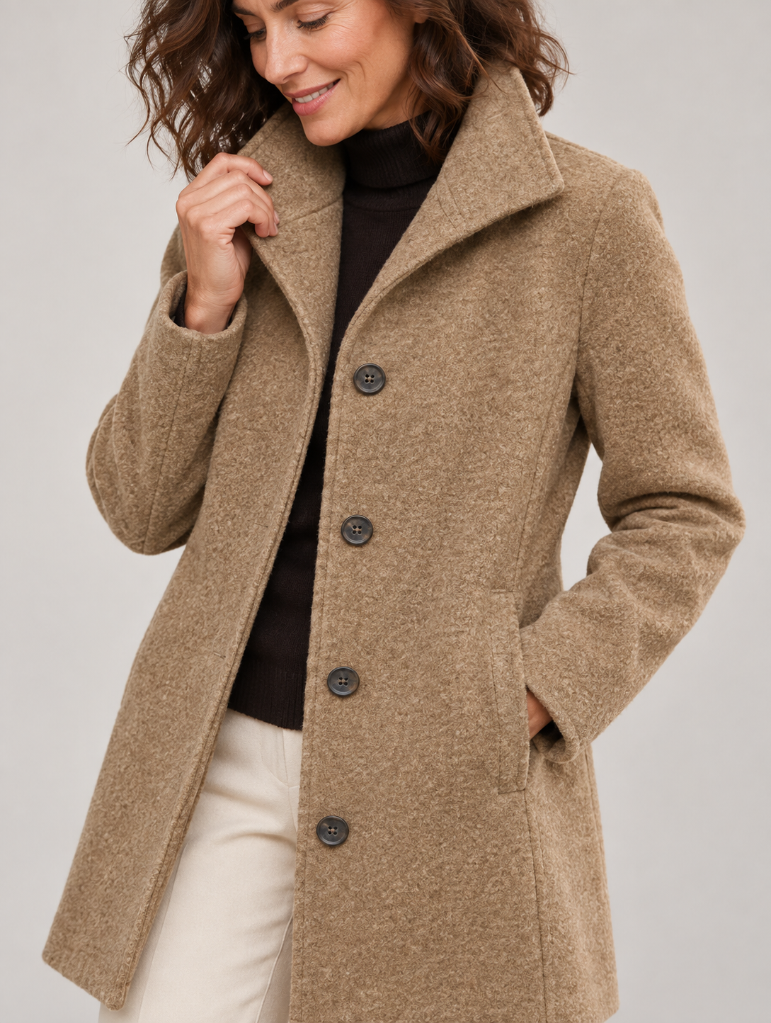 GABRIELA™ - Casual Wool Blend Pea Coat with Single-Breasted Design
