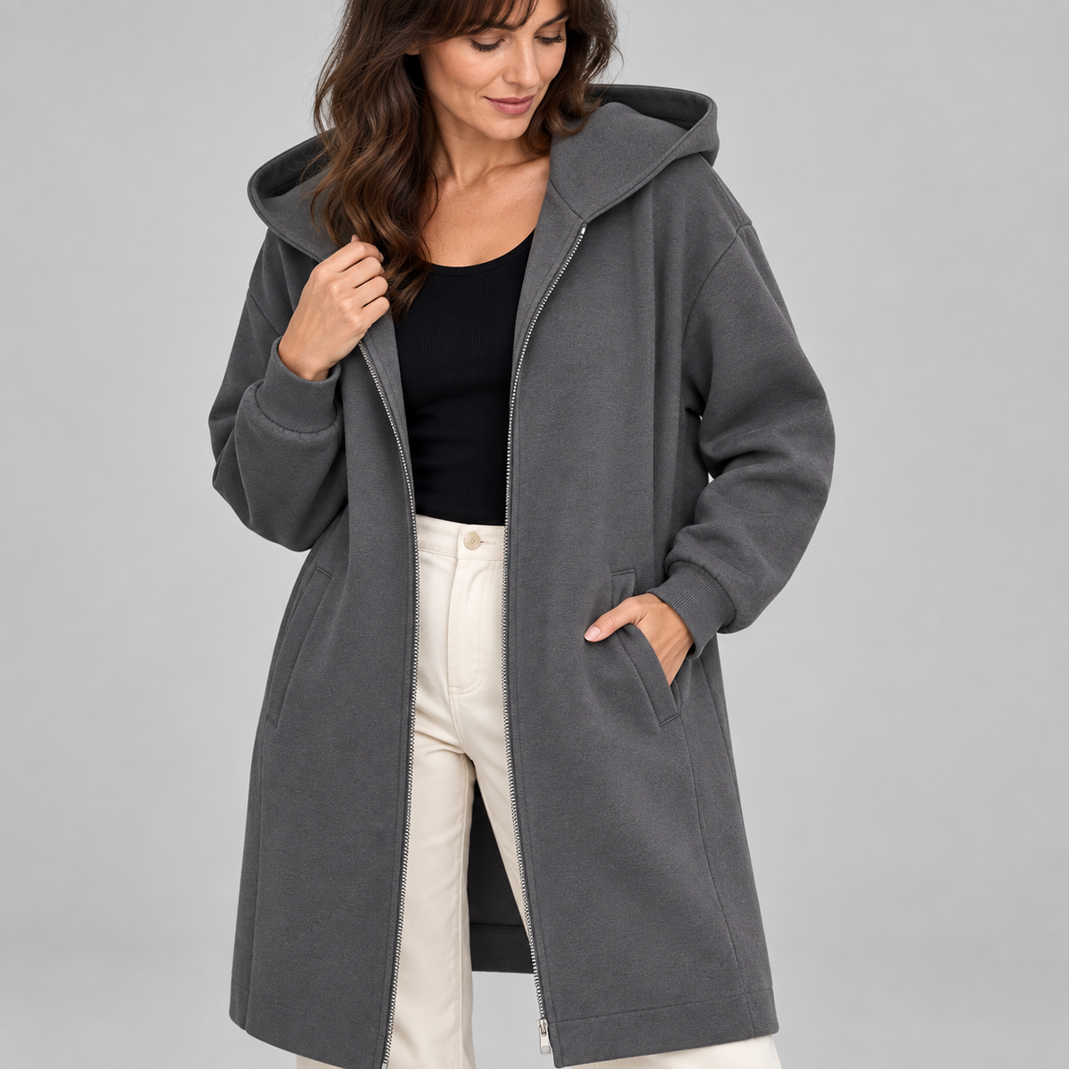 TIOMARA™ - Casual Zip Up Oversized Long Jacket