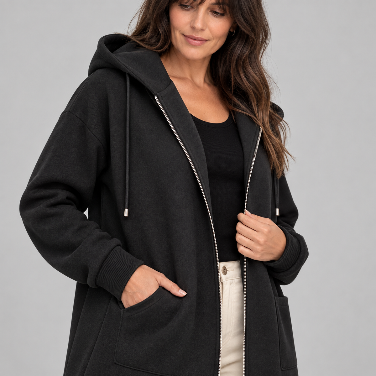 TIOMARA™ - Casual Zip Up Oversized Long Jacket
