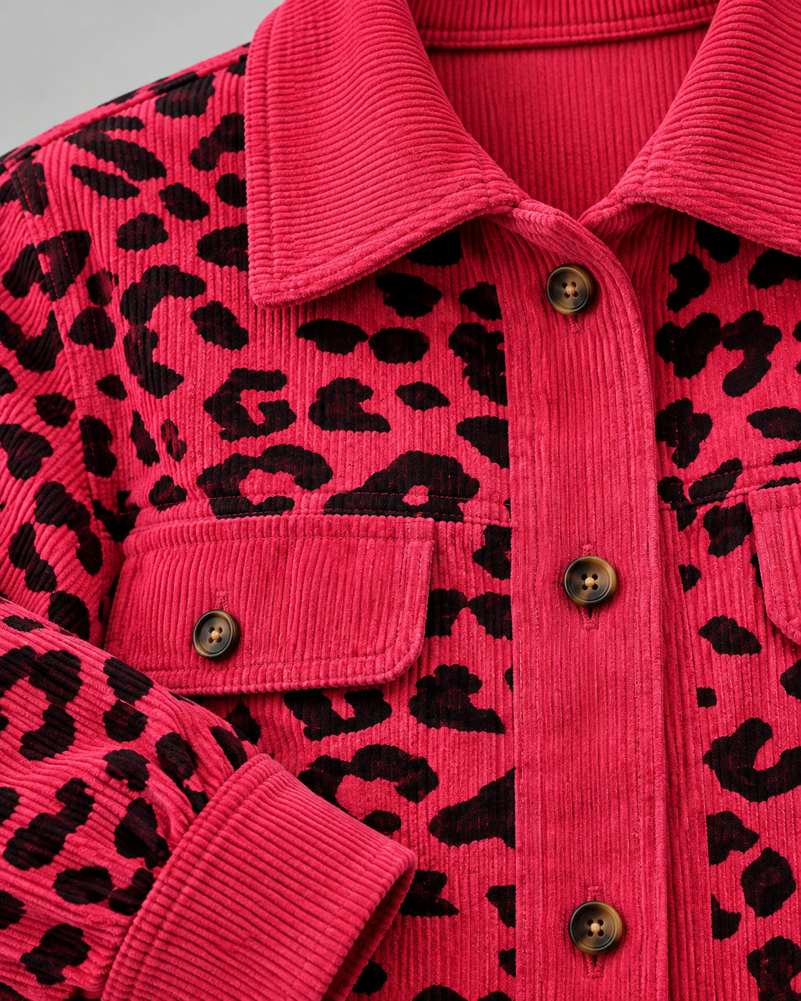 SISI™ - Casual Leopard Print Button Front Jacket