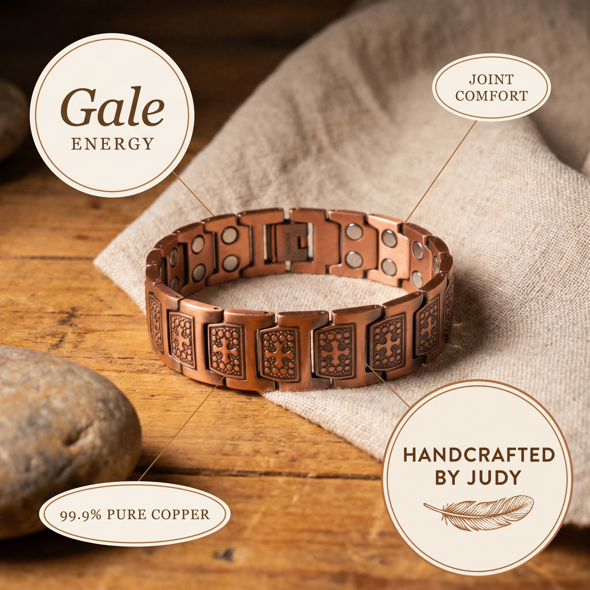 Renata | Raised Dot-Pattern Copper Cuff Bracelet