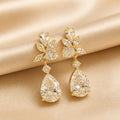 White Gold Teardrop Floral Earrings
