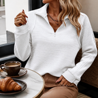 Everly Elegant Zip Up Sweater - white - lifestyle view 2