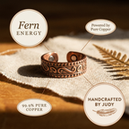 Imogen | Engraved Fern-Vine Copper Ring with Magnets