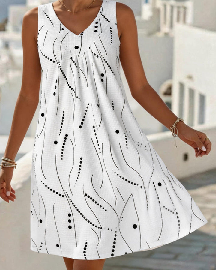 Riana | Sleeveless V-Neck Print Dress