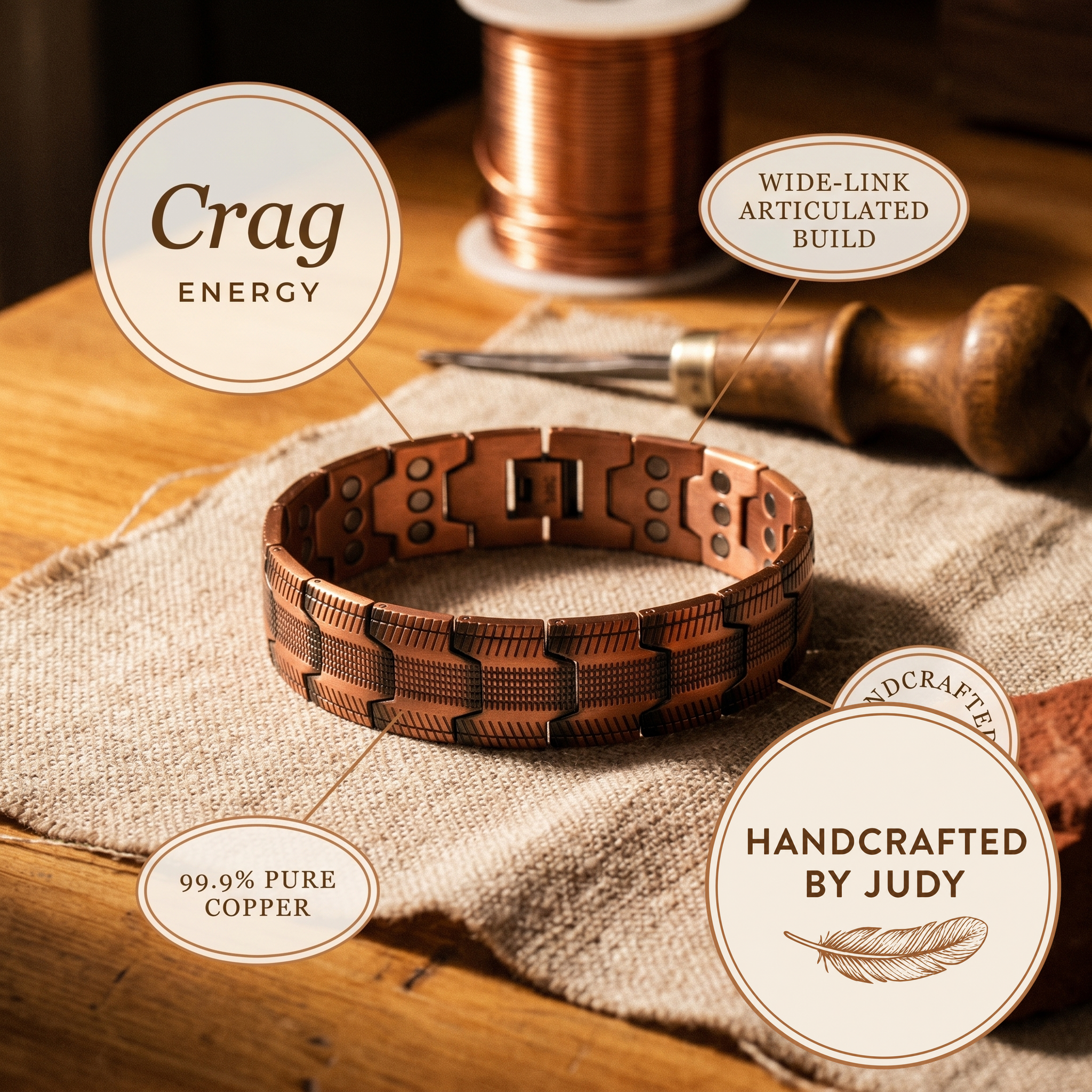 Vivienne | Wide Articulated Oxidized Copper Cuff Bracelet