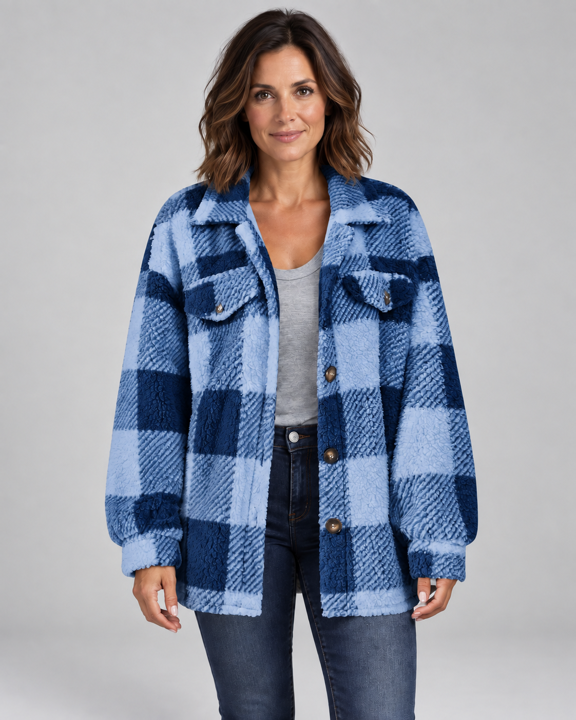 ERMI™ - Casual Plaid Button Down Long Sleeve Jacket