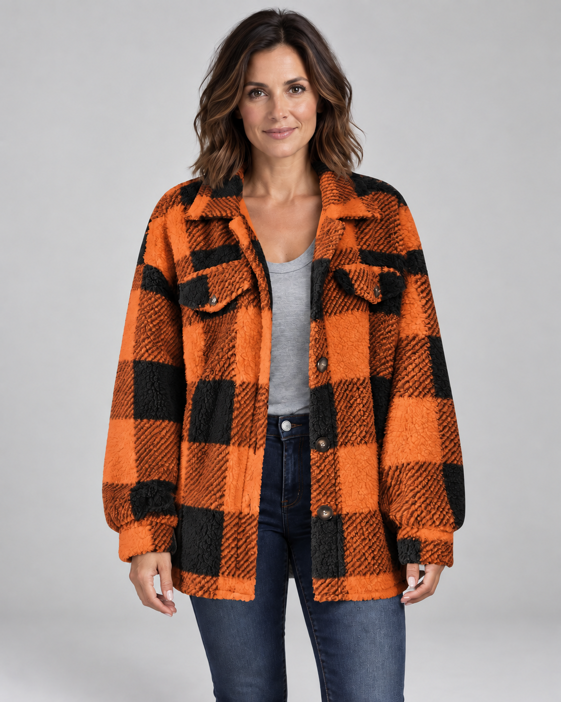 ERMI™ - Casual Plaid Button Down Long Sleeve Jacket