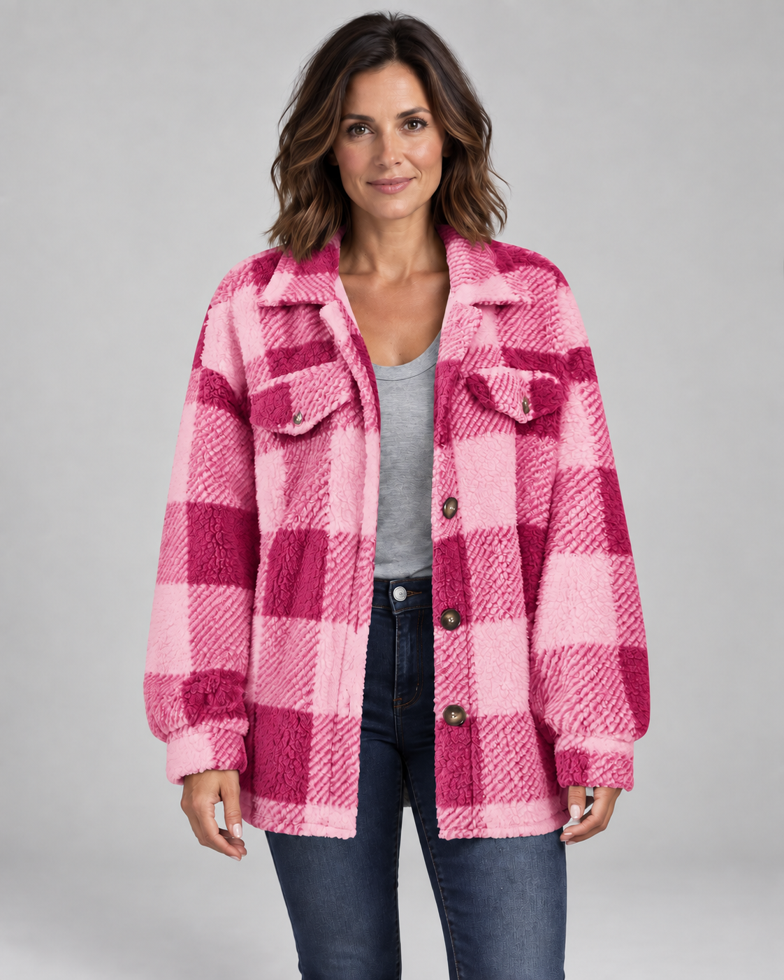 ERMI™ - Casual Plaid Button Down Long Sleeve Jacket