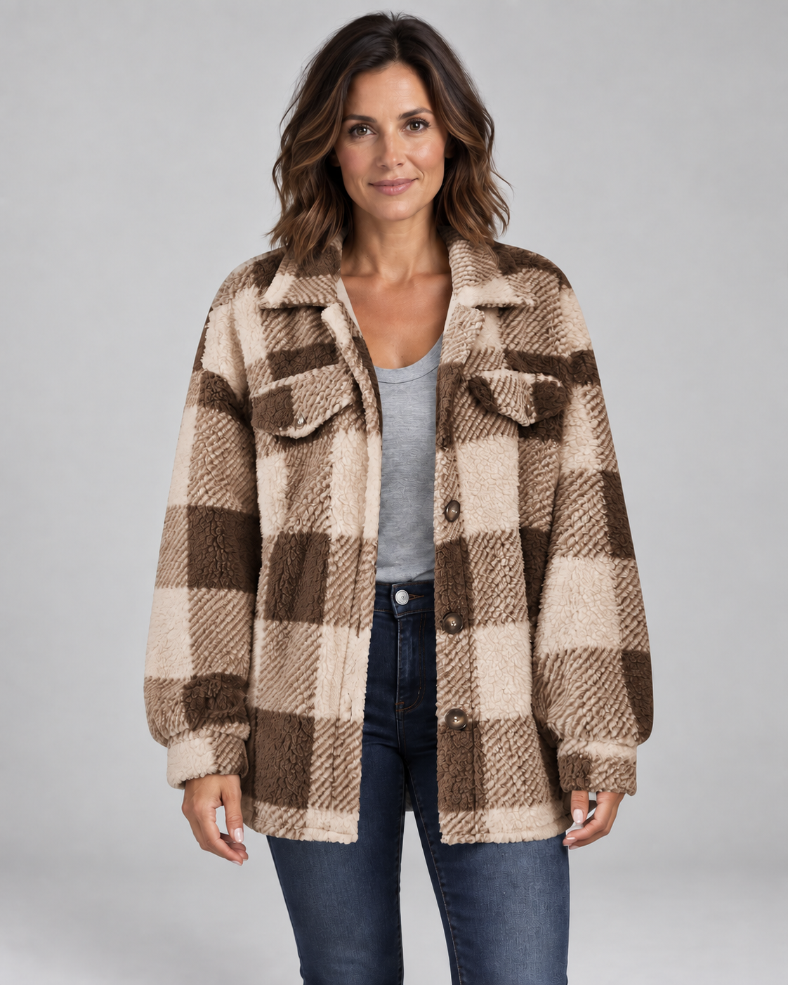 ERMI™ - Casual Plaid Button Down Long Sleeve Jacket