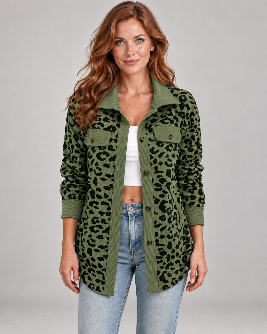 SISI™ - Casual Leopard Print Button Front Jacket