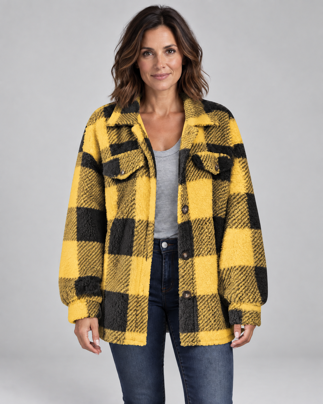 ERMI™ - Casual Plaid Button Down Long Sleeve Jacket
